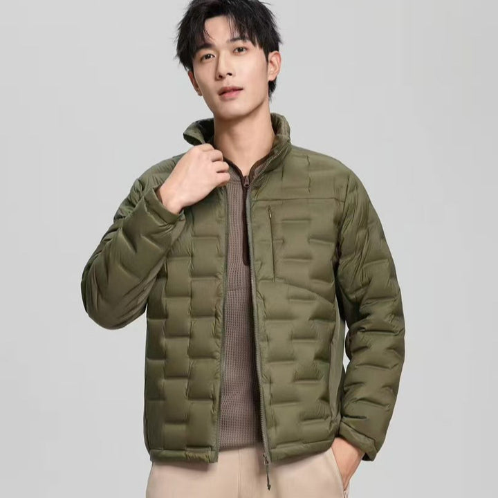 Herren leichte gesteppte Thermo-Daunenjacke mit Stehkragen und Brusttasche Drune