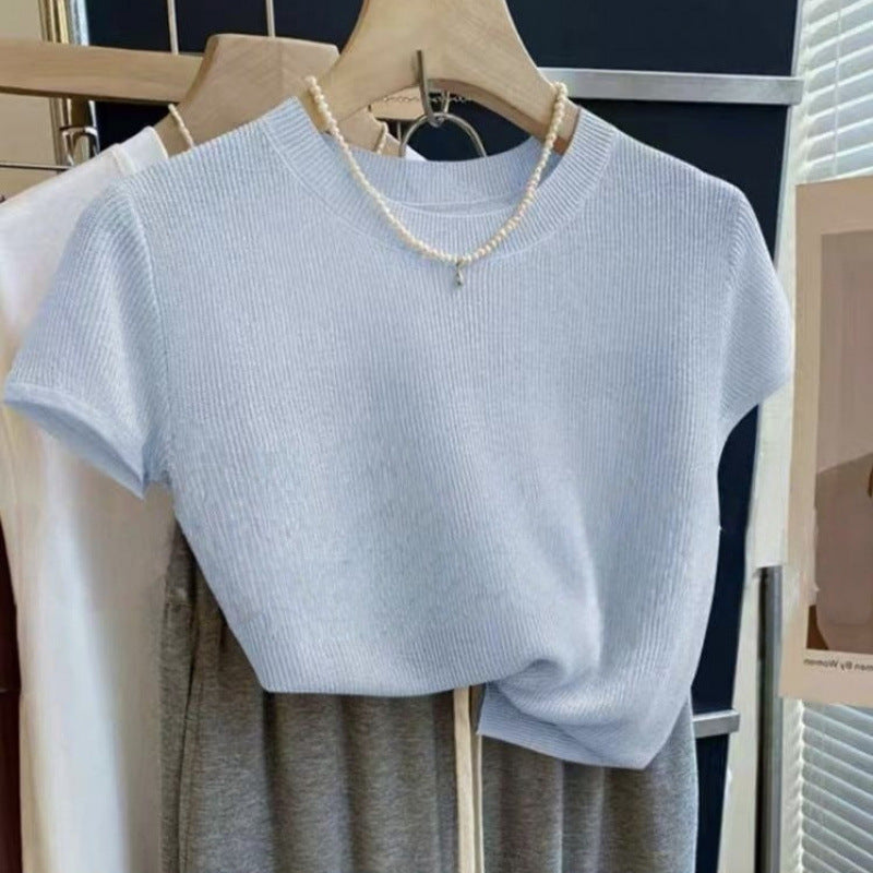 Damen lässiges Kurzarm-Strickshirt Drune