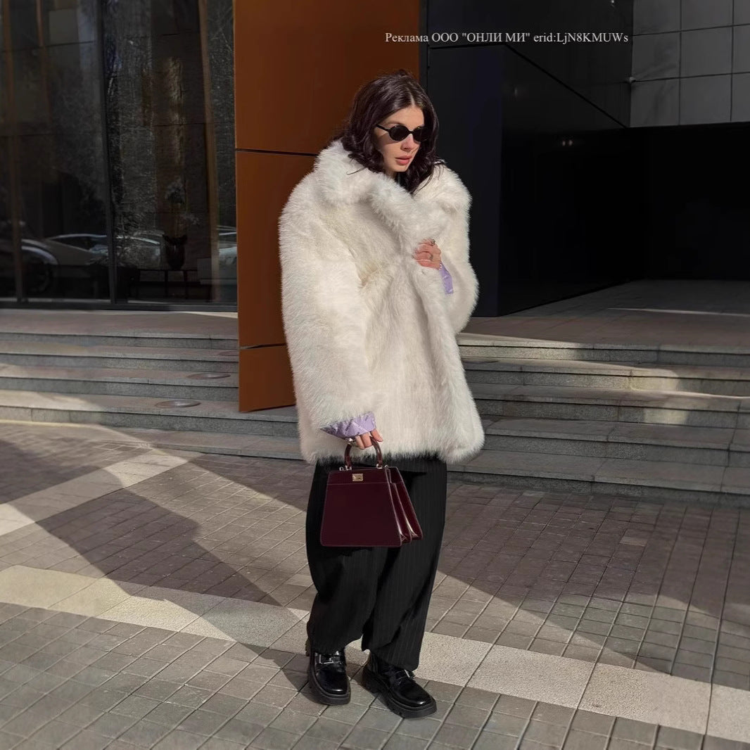 Damen Langfloriger Oversize Kunstpelz‑Mantel mit Boxy‑Silhouette und offenem Schnitt Drune