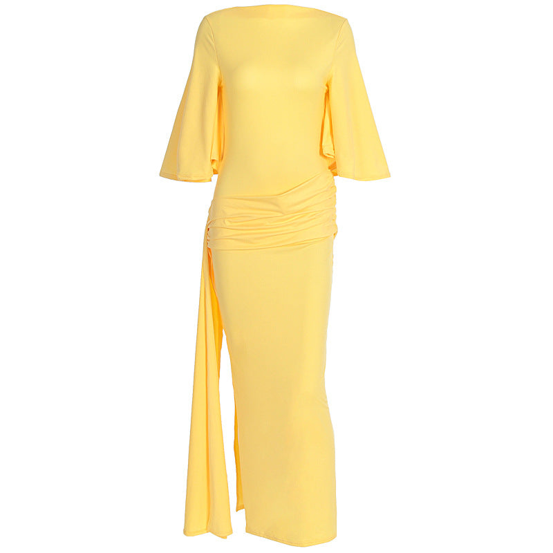 Damen Elegantes und auffälliges Maxi-Kleid mit Wickeldesign Drune