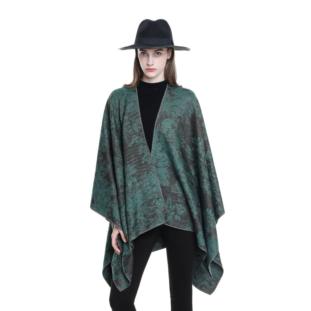 Damen Jacquard-Umhang mit floraler Strukturwebung und offenem Kimono-Fall Drune