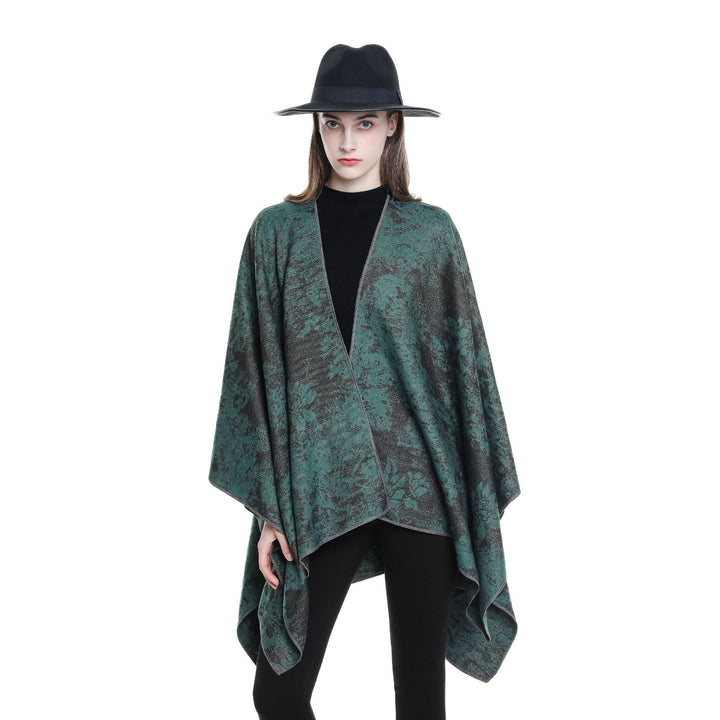 Damen Jacquard-Umhang mit floraler Strukturwebung und offenem Kimono-Fall Drune