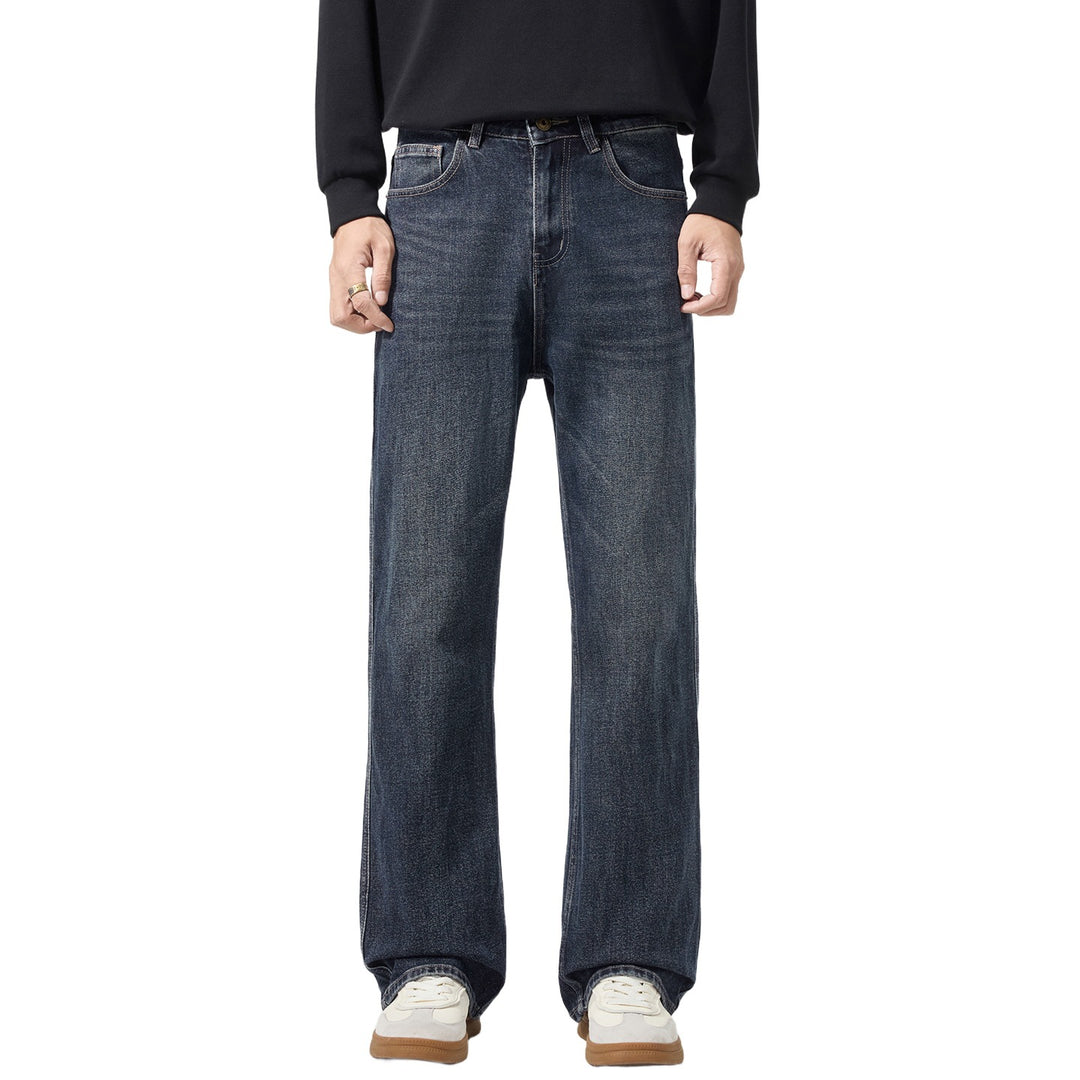 Herren Weitgeschnittene Denimjeans mit mittlerer Leibhöhe und Used-Optik Drune