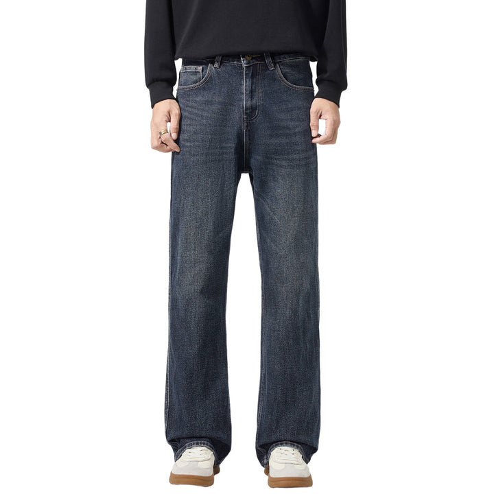 Herren Weitgeschnittene Denimjeans mit mittlerer Leibhöhe und Used-Optik Drune