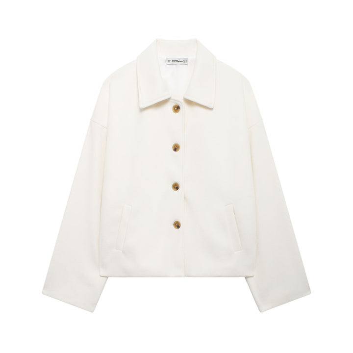 Damen Kurzmantel aus Woll-Mix mit Oversize‑Silhouette und verdeckter Knopfleiste Drune