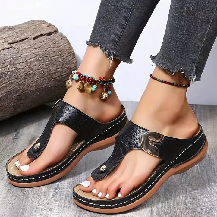 Damen komfortable Zehentrenner-Sandalen mit anatomischer Fußbettgestaltung Drune