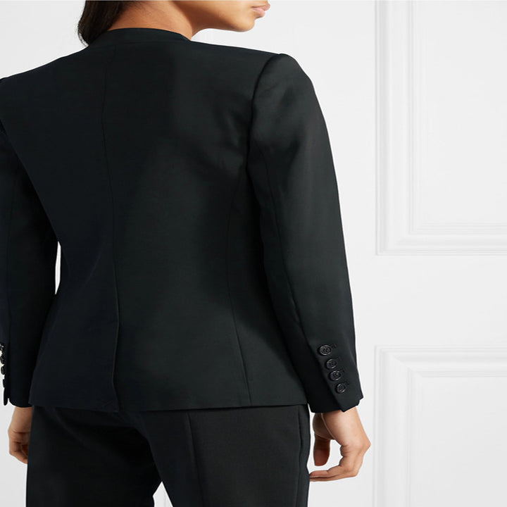 Damen Zweiteiliges Tailoring-Set aus Stretchkrepp mit offenem Longblazer und verkürzter Zigarettenhose Drune