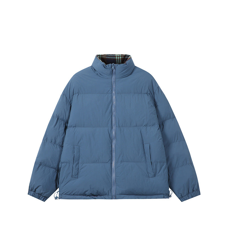 Unisex Boxy-Kurzparka mit gesteppter Isolierung, Tunnelzugsaum und kariert gefüttertem Kragen Drune