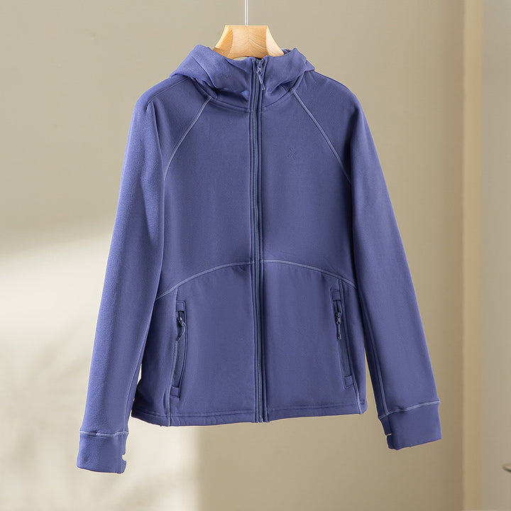 Damen Kapuzen-Fleecejacke mit durchgehendem Reißverschluss, ergonomischen Nähten und Reißverschlusstaschen Drune