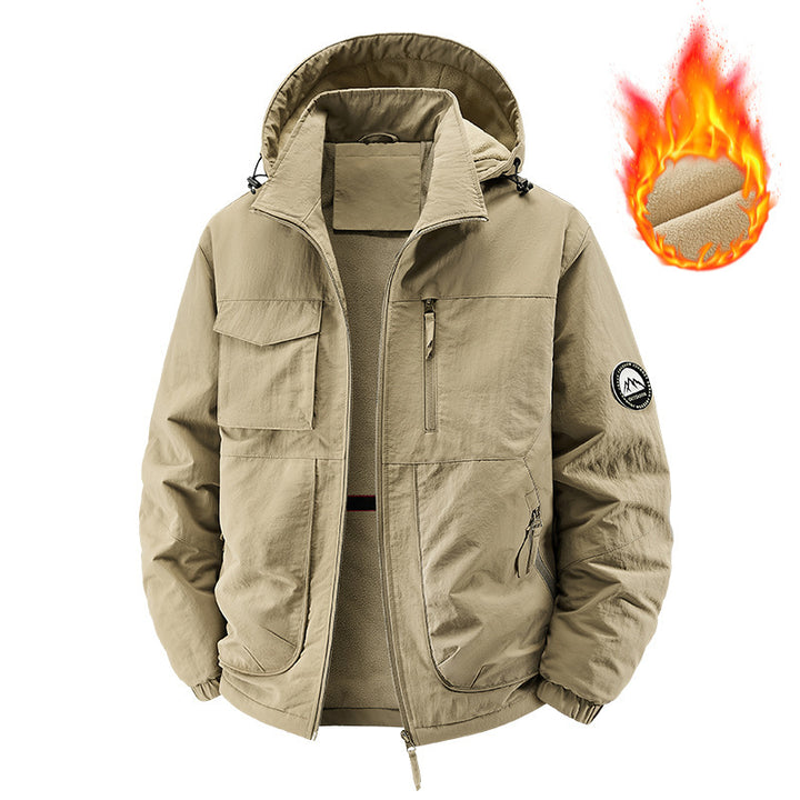 Herren Gefütterte Outdoorjacke mit Fleece-Innenfutter und multifunktionalen Utility-Taschen Drune