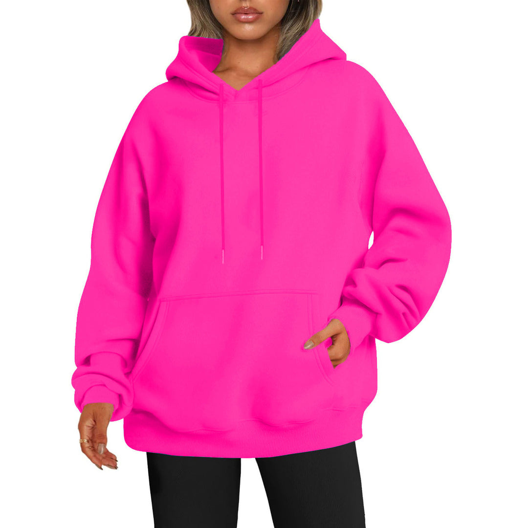 Damen nan oversized Kapuzenpulloverkleid mit Kängurutasche, verlängerter Silhouette und weichem French-Terry Drune