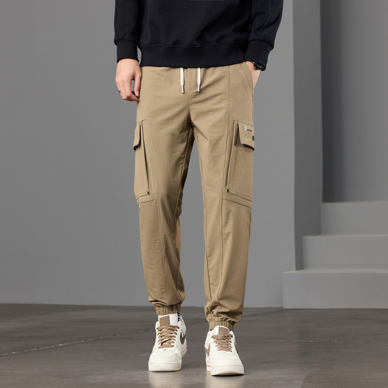 Herren Tapered Cargo-Joggerhose mit Knieeinsatz, Tunnelzugbund und Klappentaschen Drune