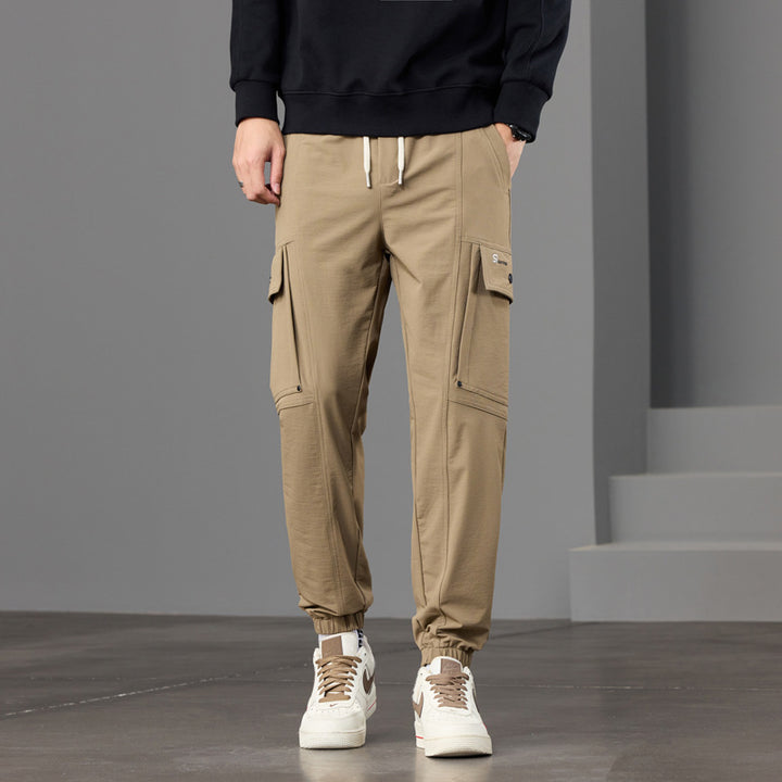 Herren Tapered Cargo-Joggerhose mit Knieeinsatz, Tunnelzugbund und Klappentaschen Drune