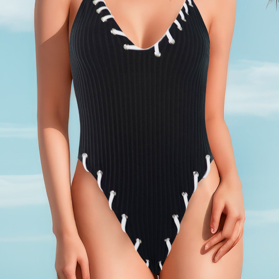 Damen Eleganter Einteiler mit raffinierten Schnürdetails Drune