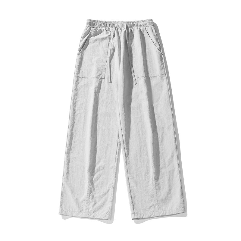 Damen Leichte Palazzohose im Leinen‑Baumwollmix mit elastischem Bund, Kordelzug und aufgesetzten Fronttaschen Drune