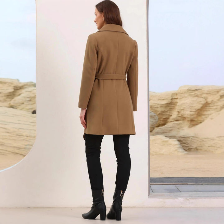 Damen Eleganter Trenchcoat mit Taillengürtel und praktischen Taschen Drune
