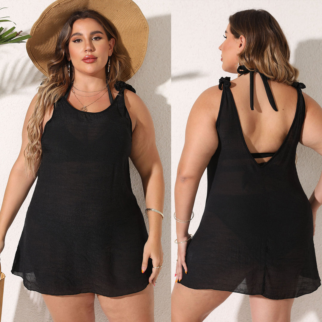 Damen luftiger Strandkleid mit besonderen Trägerdetails Drune