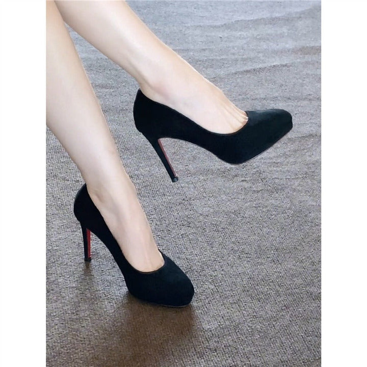 Damen elegante Plateau-Pumps mit plüschigem Obermaterial Drune