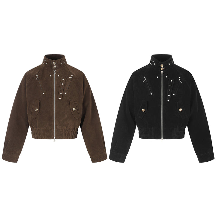 Herren Veloursleder‑Bomberjacke im Pilotenstil Drune