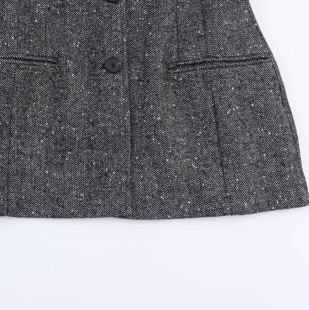 Damen Weite Wolloptik-Bundfaltenhose mit hoher Taille und Bügelfalte Drune