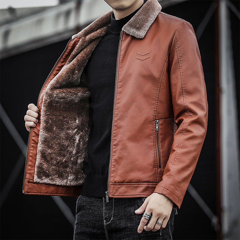 Herren Kunstlederjacke mit weichem Kragen Drune