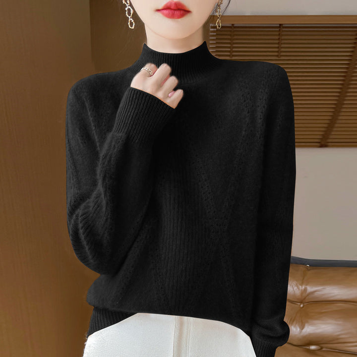 Damen Leichter Mockneck-Feinstrickpullover mit Ajour-Chevron und kaschmirweichem Finish Drune