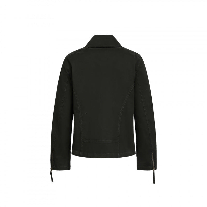 Herren Asymmetrische Bikerjacke mit diagonalem Metallreißverschluss Drune