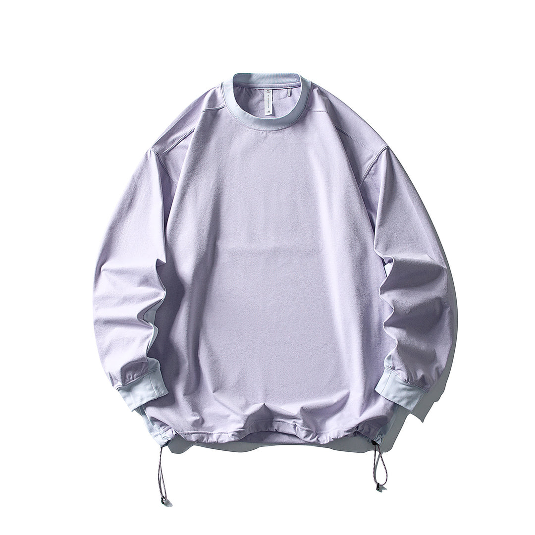 Unisex Oversize-Fleecepullover mit Kordelzugsaum und Kontrastkragen Drune