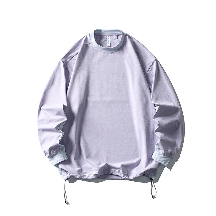 Unisex Oversize-Fleecepullover mit Kordelzugsaum und Kontrastkragen Drune