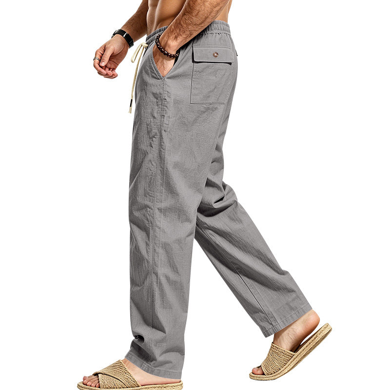 Herren Leichte Relax-Hose mit elastischem Bund, Kordelzug und aufgesetzter Cargotasche Drune