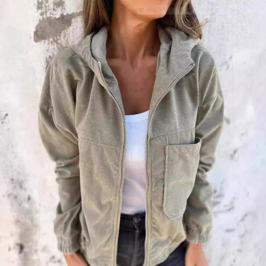 Drune | Minimalistische Cordhosen Hoodie Jacke