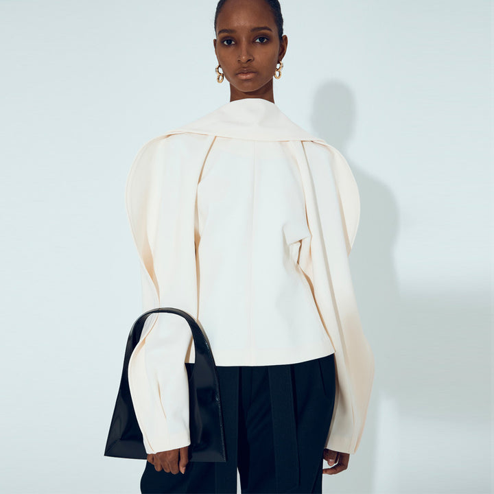 Damen elegante Oversize-Jacke mit hohem Kragen und modernen Details Drune