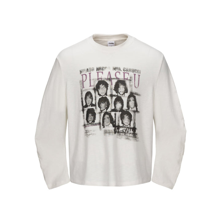 Unisex Oversize-Langarmshirt mit Vintage-Bandprint und Rundhalsausschnitt Drune
