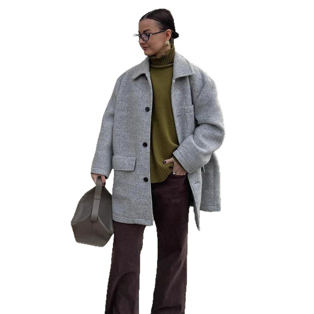 Damen Wollmantel mit klassischem Schnitt und praktischen Taschen Drune