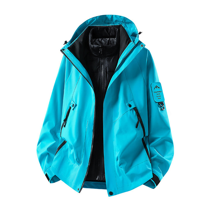 Herren Zwei-in-eins Wetterschutzjacke mit abnehmbarer Steppweste und verstellbarer Kapuze Drune