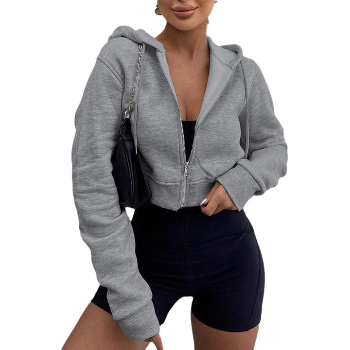 Damen cropped Hoodie mit Reißverschluss und lässigem Schnitt Drune
