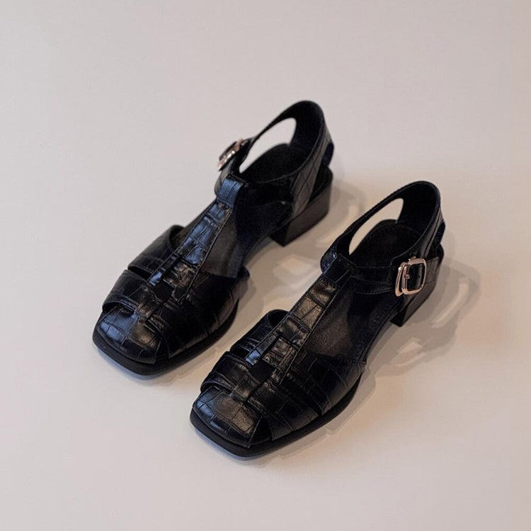 Damen Slingback Sandalen mit stilvollem Krokodillederdesign Drune