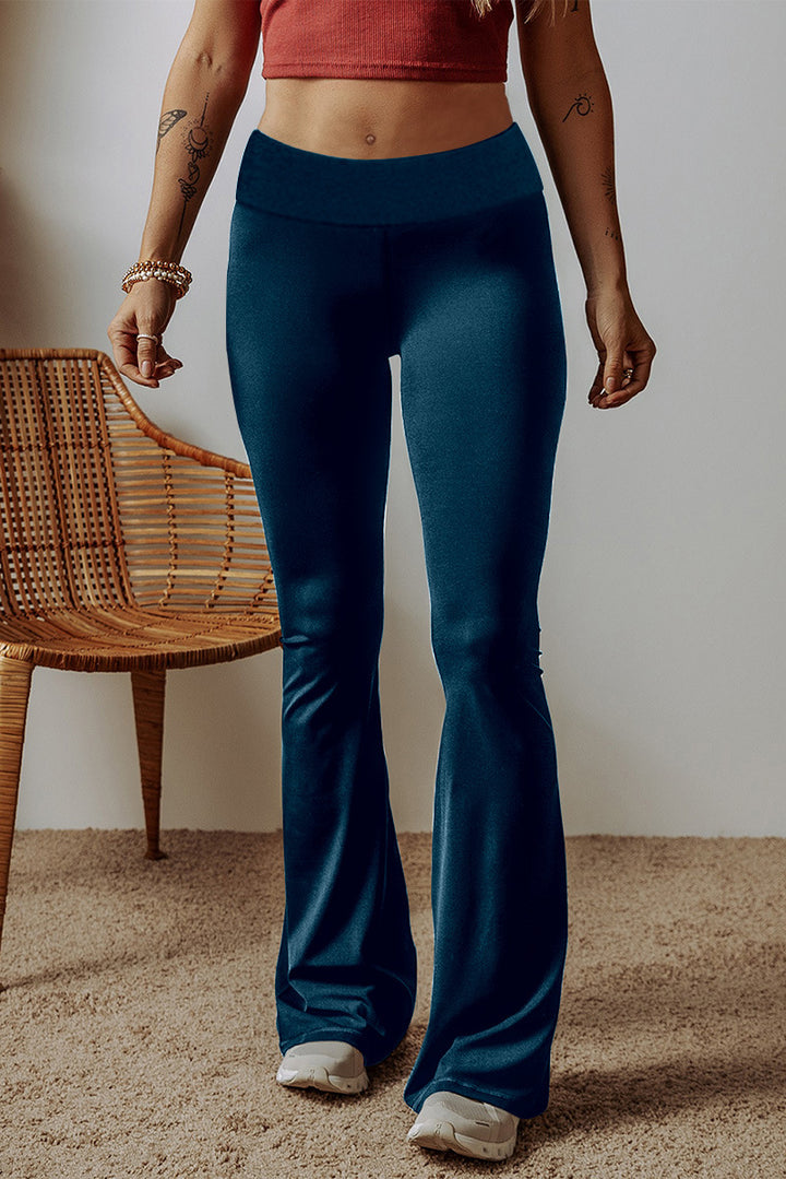 Damen High-Waist Flare-Hosen aus Stretch-Jersey mit weitem Schlag Drune