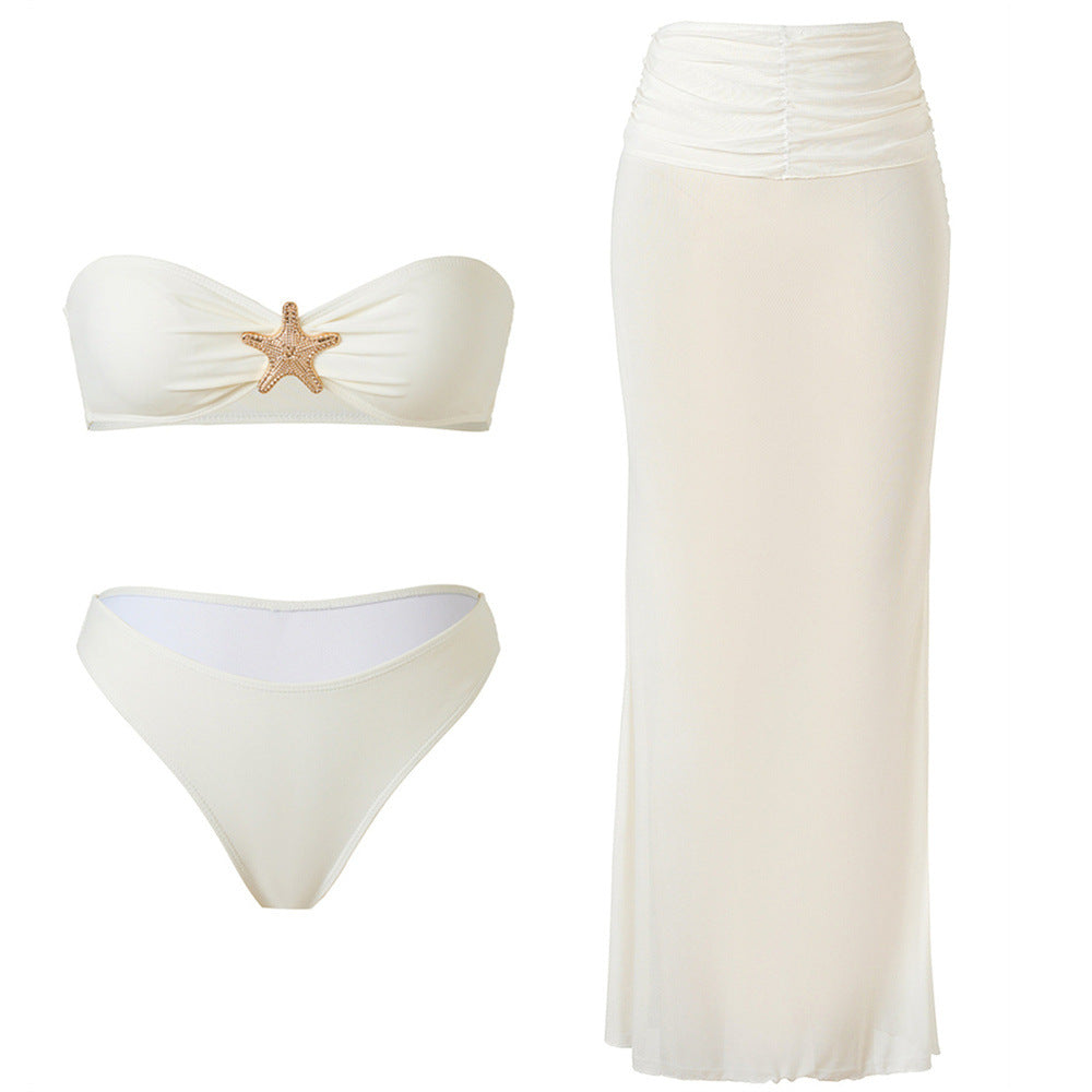 Damen Bikini-Set mit elegantem Wickelrock und dekorativem Sternen-Detail Drune