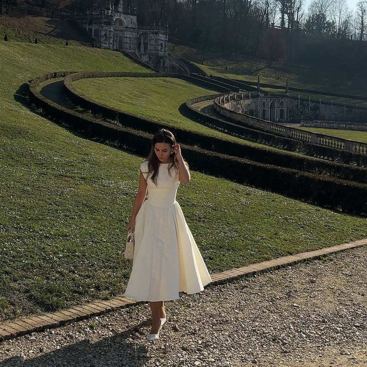 Damen A-linien Kleid mit elegantem Bustier-Oberteil und schwingendem Rock Drune