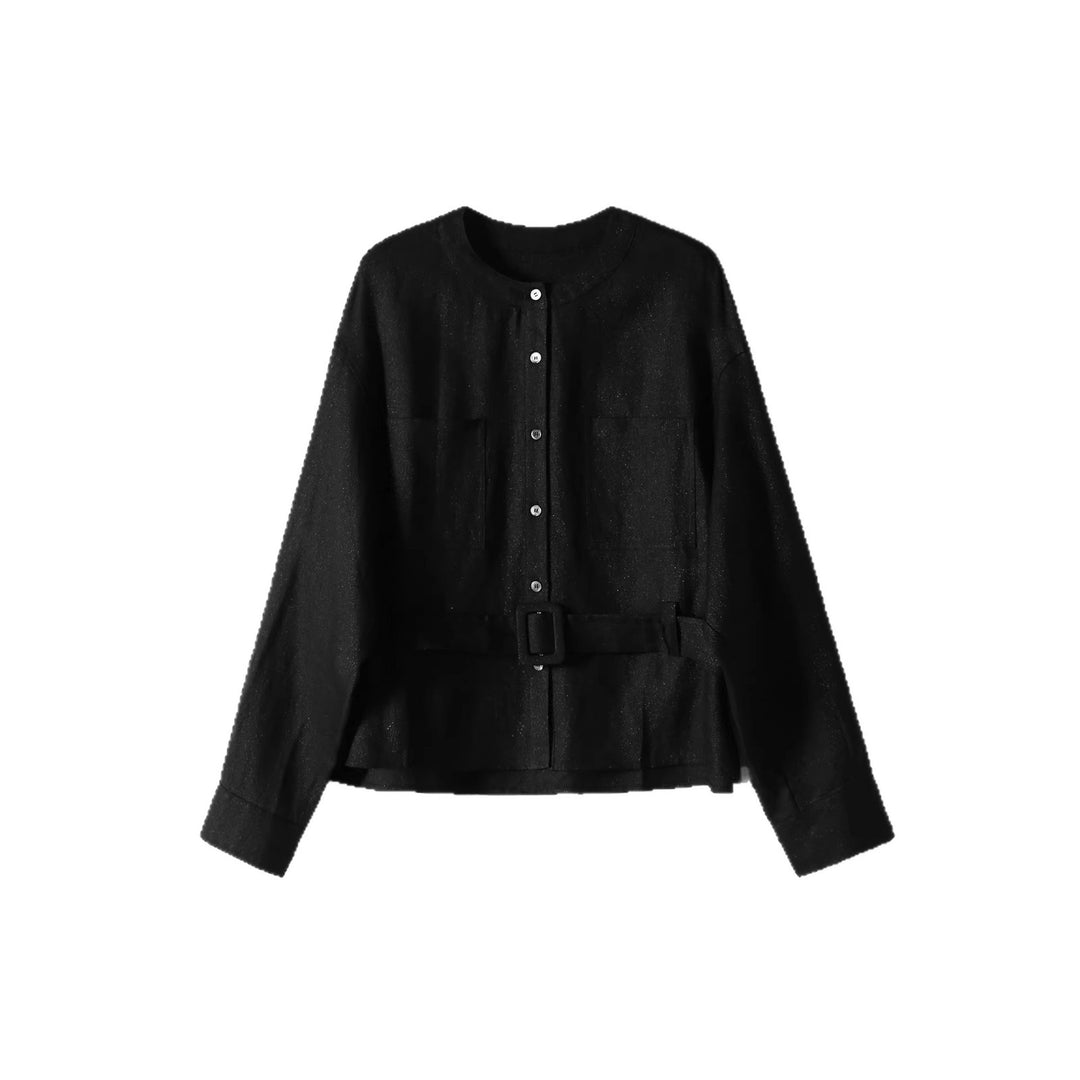Damen Modische Oversized-Bluse mit Gürtel Drune