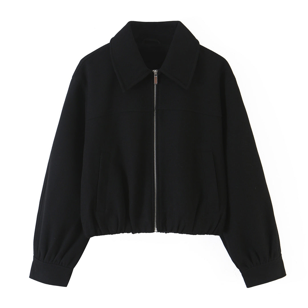 Damen Kurzjacke aus Wollmischung mit Reißverschluss und Ballonärmeln Drune