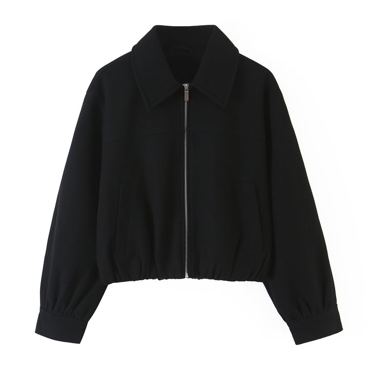 Damen Kurzjacke aus Wollmischung mit Reißverschluss und Ballonärmeln Drune