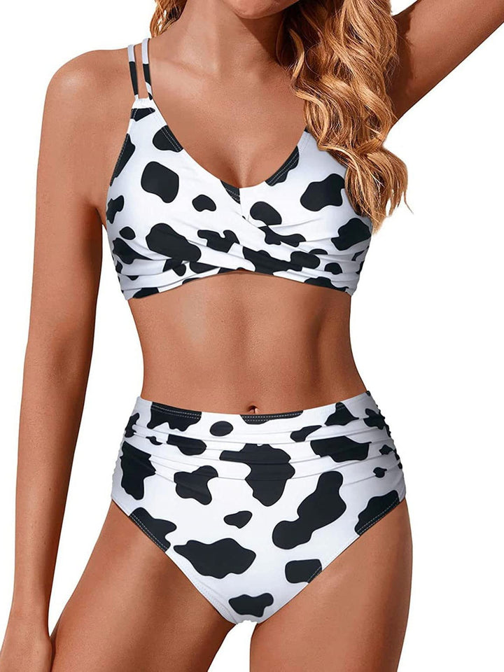 Damen Hochtailliertes Bikini-Set mit gerafftem Oberteil Drune