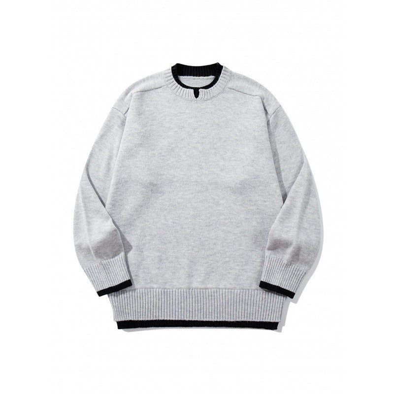 Unisex Relaxed-Fit Feinstrick-Pullover mit Kontrastbündchen und verlängertem Rippenbund Drune