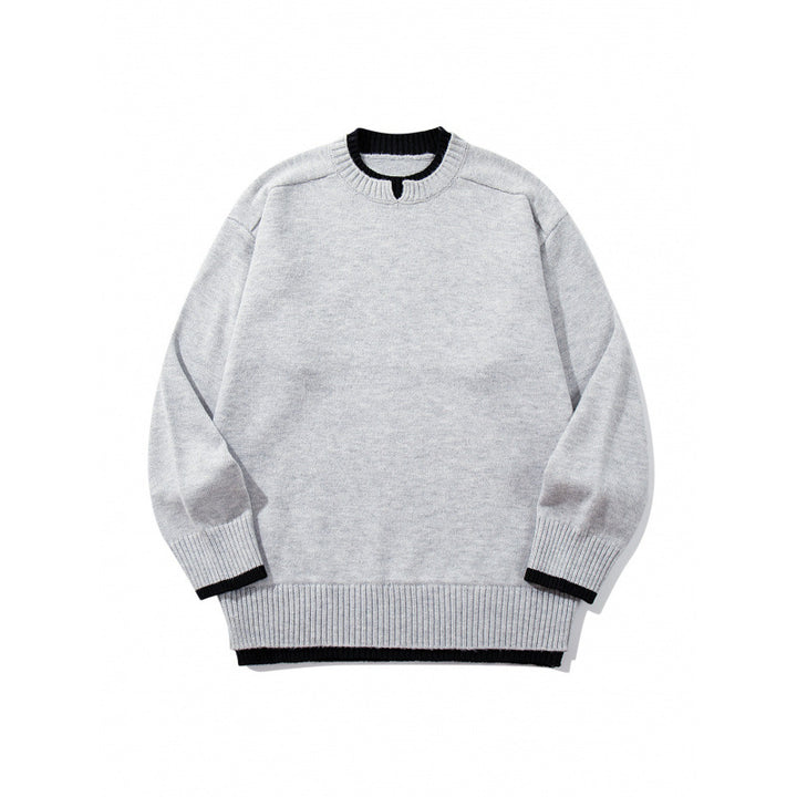 Unisex Relaxed-Fit Feinstrick-Pullover mit Kontrastbündchen und verlängertem Rippenbund Drune