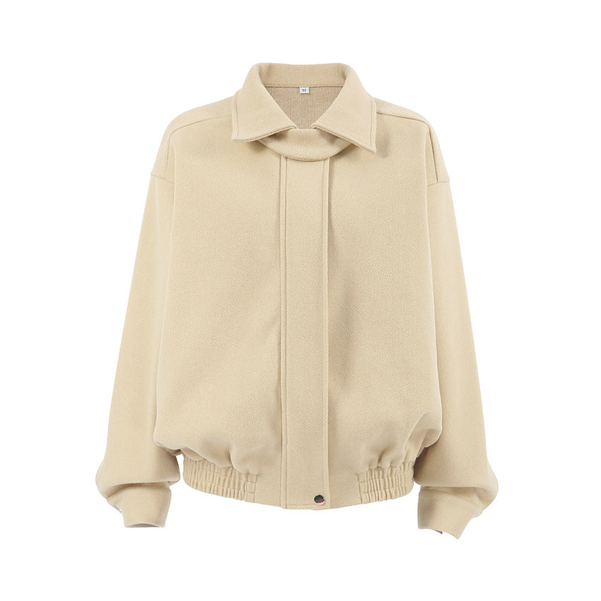 Damen Oversized Baumwolljacke mit Stehkragen und praktischen Taschen Drune