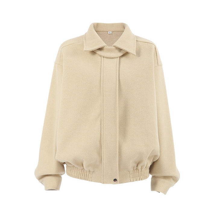 Damen Oversized Baumwolljacke mit Stehkragen und praktischen Taschen Drune