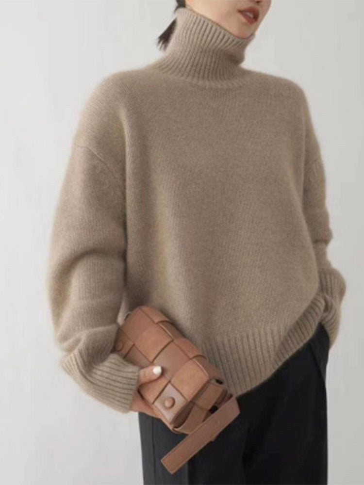 Damen Kuscheliger Rollkragenpullover aus hochwertiger Wolle Drune