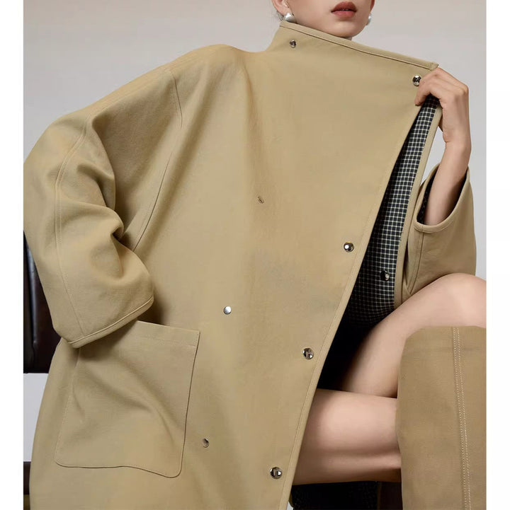 Damen Oversized Übergangsjacke mit kontrastierendem Kragen Drune